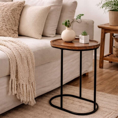 Mesa Auxiliar 455X30X60Cm Madera Y Metal