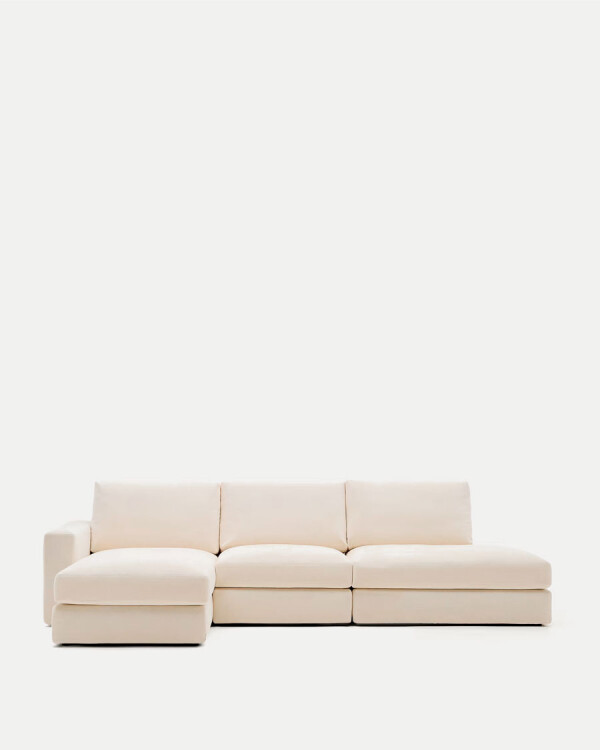 Sofá modular desenfundable Alea 5 plazas chenilla chaise longue izquierdo crudo 340 cm Sofá modular desenfundable Alea 5 plazas chenilla chaise longue izquierdo crudo 340 cm