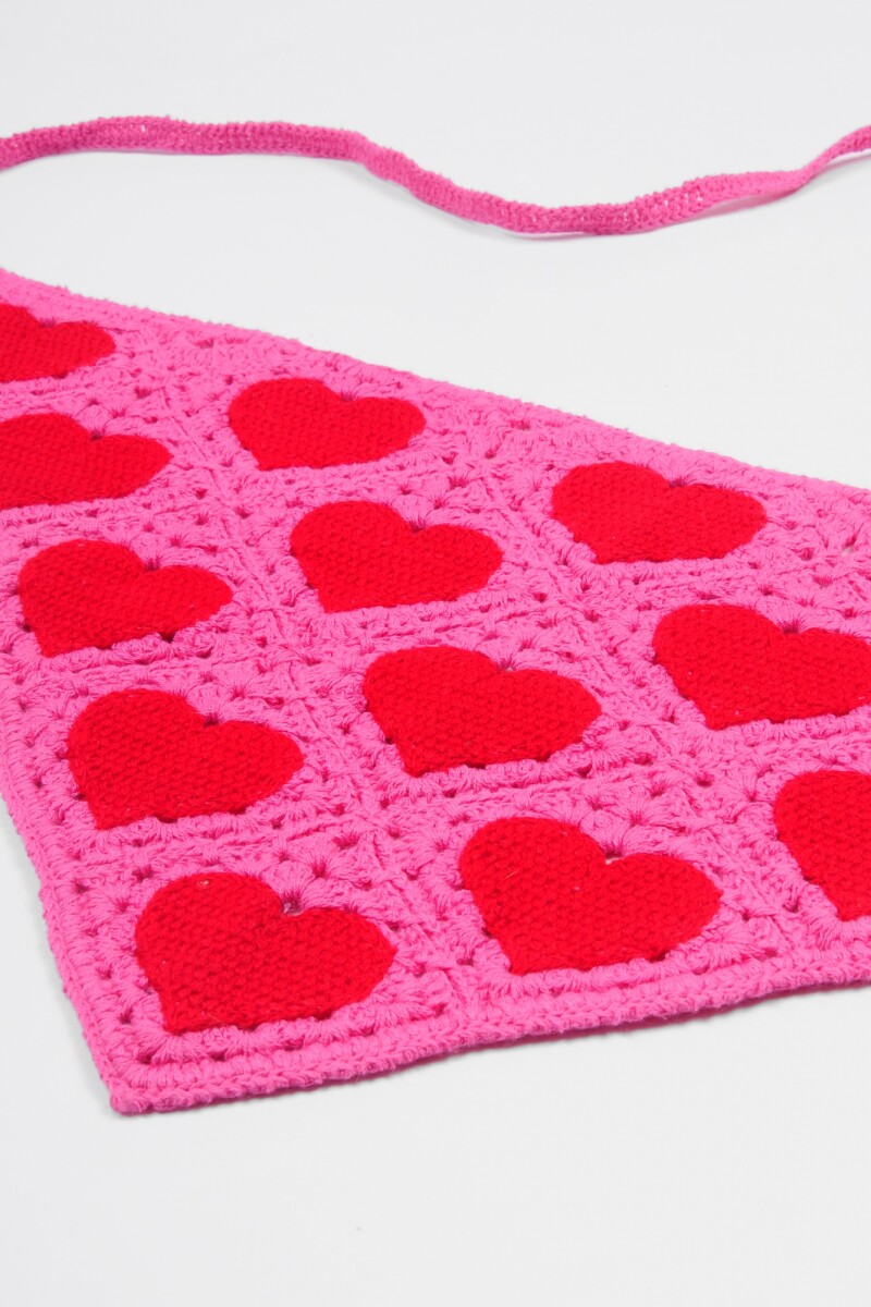 Bandana tejida corazón fucsia