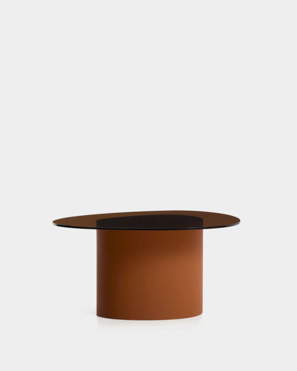 Mesa de centro Olir de vidrio templado y acero marrón 82 x 74 cm Mesa de centro Olir de vidrio templado y acero marrón 82 x 74 cm