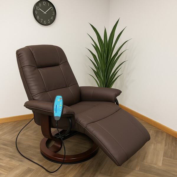 Sillón Ejecutivo Masaje Calefacción Apoyapies Cuerina MARRON
