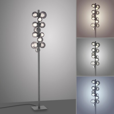 Lampara de pie Esferas vidrio ahumado 29W -160cm dimerizable, 3 colores de luz Lampara de pie Esferas vidrio ahumado 29W -160cm dimerizable, 3 colores de luz