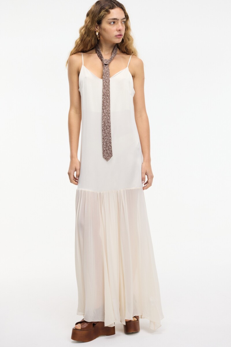 Vestido largo Manteca