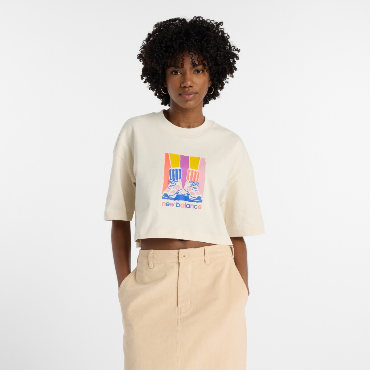 Remera New Balance de dama - WT53904LIN - BEIGE 