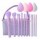 Set Maquillaje 10 Brochas y Pinceles c/ Estuche + Esponjas Violeta