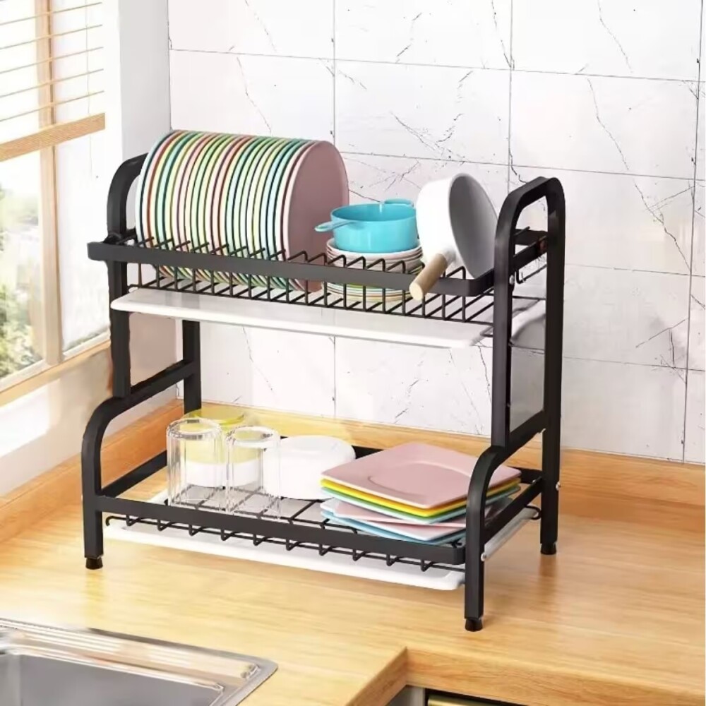 Escurridor Doble negro 42x24.50x39 cm Escurridor Doble Negro 42x24.50x39 Cm