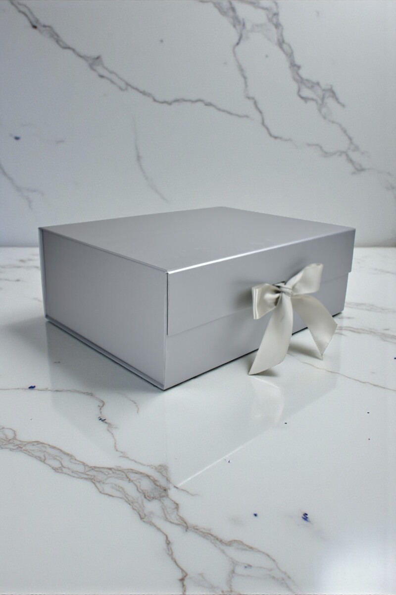 Caja Rigida Plegable con iman 24,5x33x12 cm - PLATA 