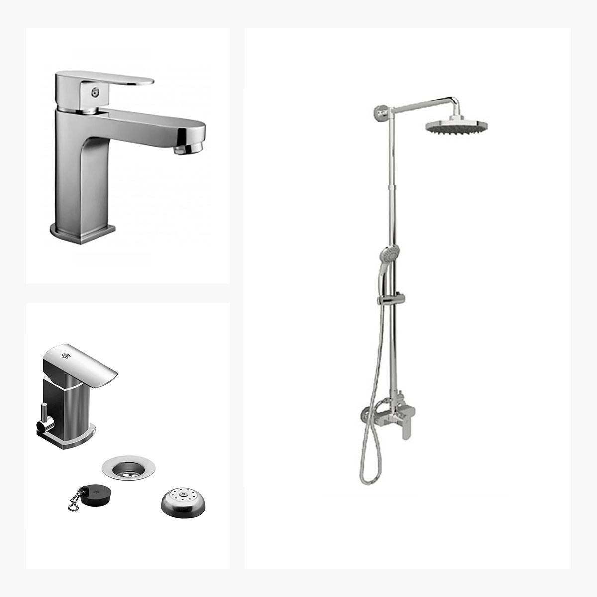 Juego De Griferia Lavatorio Bajo,barral Exterior Y Bidet Linea Fresia 