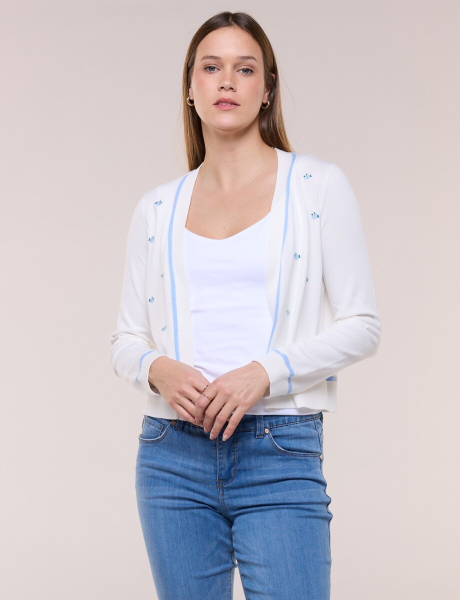 Cardigan Bordados Florales - Blanco/multi 