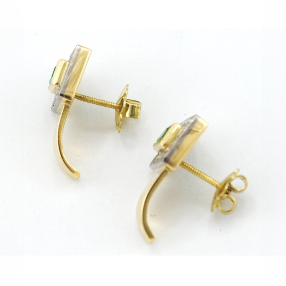Caravanas Oro 18K Con Esmeralda Y Brillantes Caravanas Oro 18K Con Esmeralda Y Brillantes