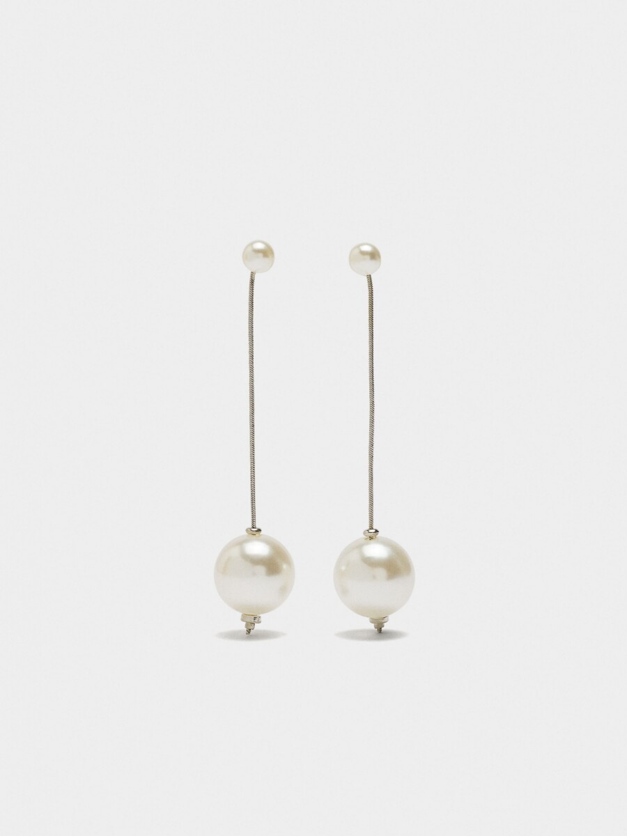 Pendientes Largos De Perlas plateado