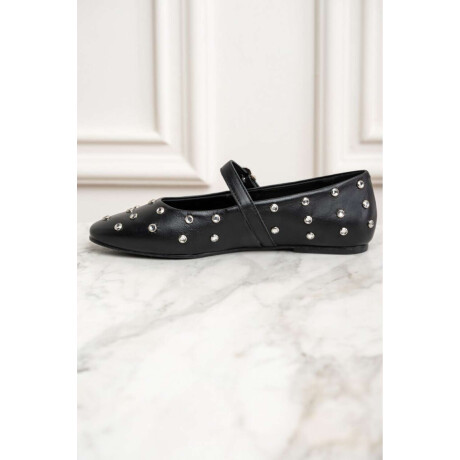 Balerina Cuero Apliques Negro