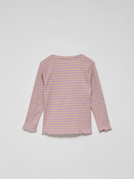 Camiseta manga larga en rib Lila