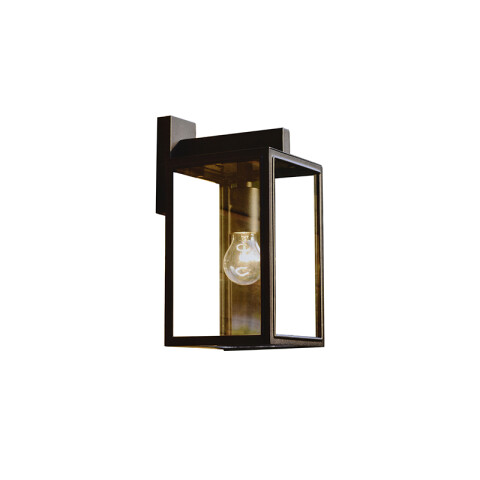 Farol pared exterior cubo metal negro y vidrio E27 IX9840