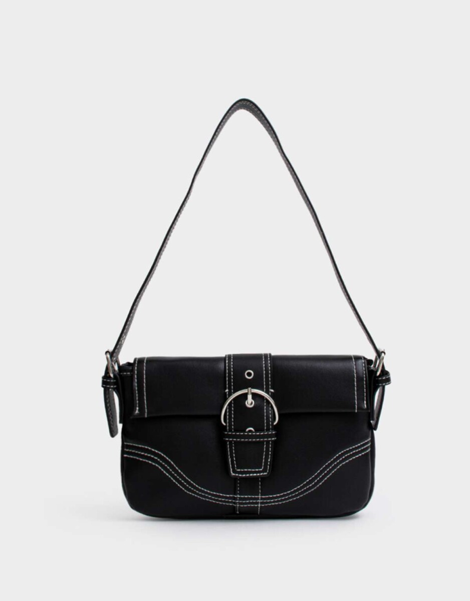 Bandolera Solapa Hebilla B&w - Negro 