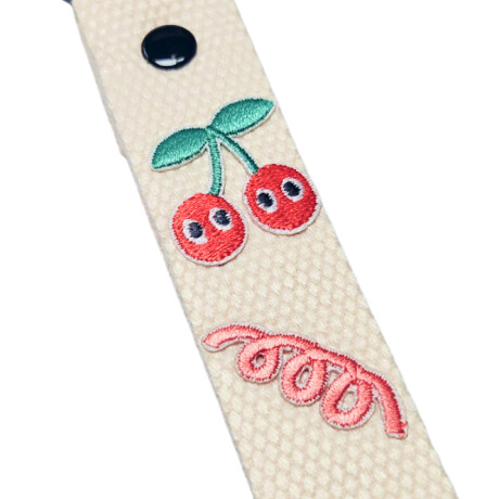 Llavero cinta con diseño Cerezas Blanco