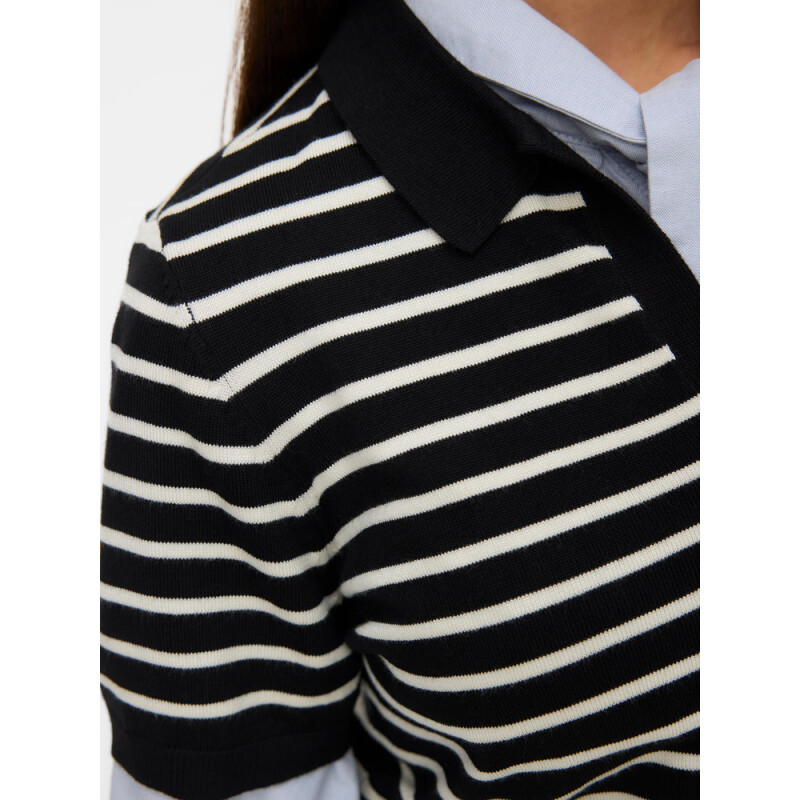 VMSILJE SS POLONECK PULLOVER Black stripes Birch