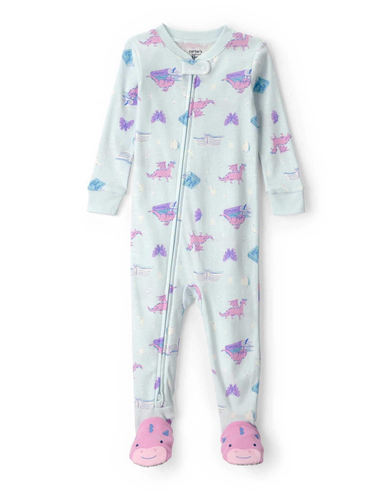 Pijama enterito de algodón con pie, azul, diseño dragones. Talles 2-5T Pijama enterito de algodón con pie, azul, diseño dragones. Talles 2-5T