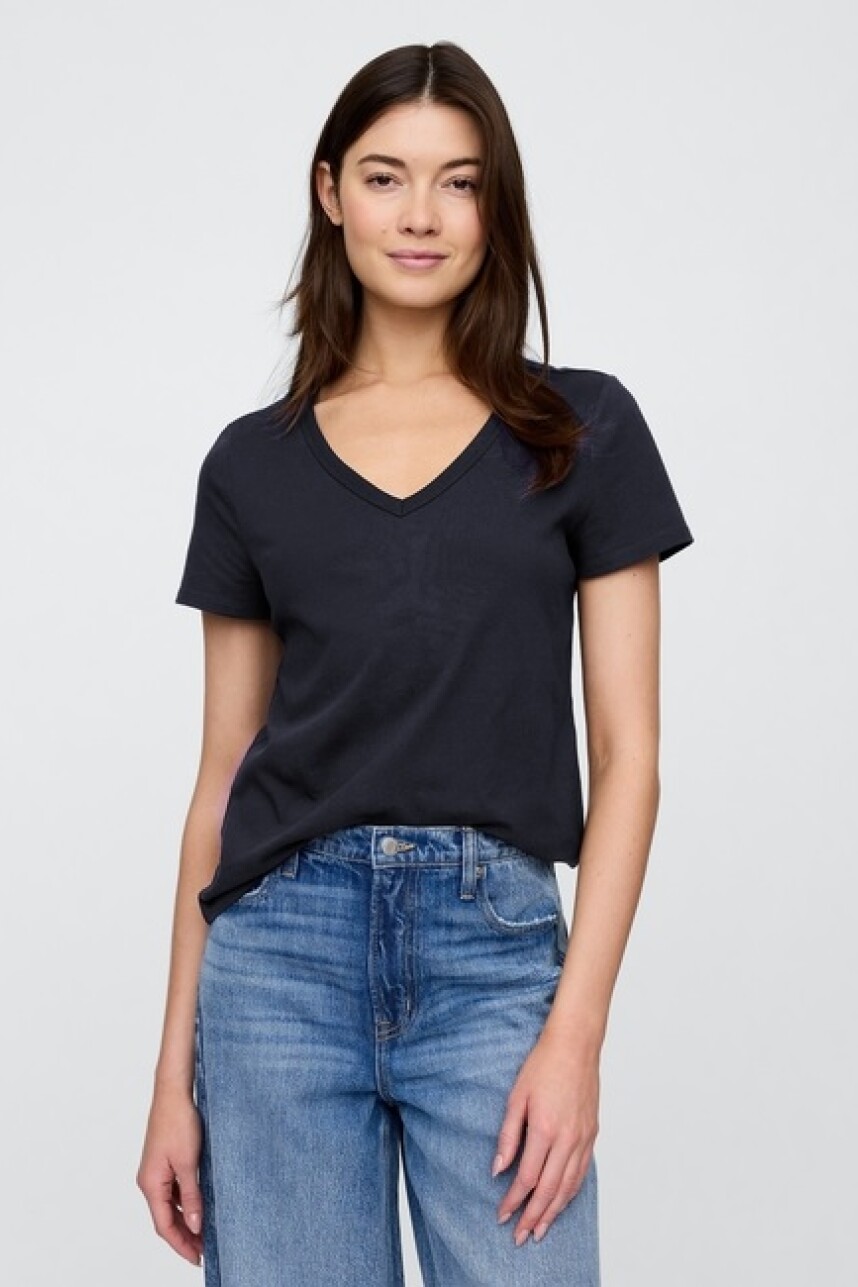 Remera Cuello V Mujer Navy Uniform