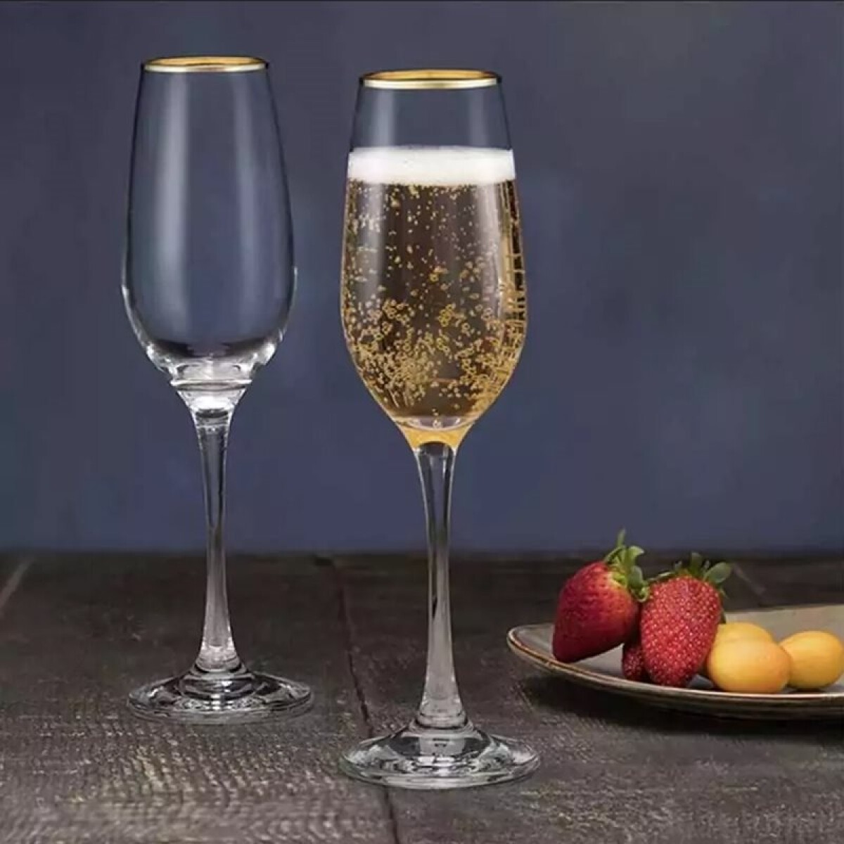 Copa de Vidrio de Champagne 200cc Pasabahce - Borde Dorado 
