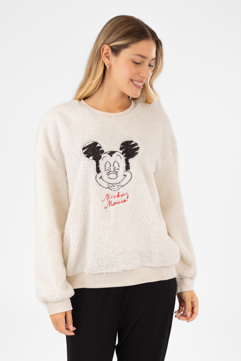 Sweater sherpa mickey Beige