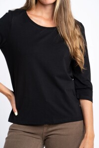 Remera Manga 3/4 Algodón Elastano Negro