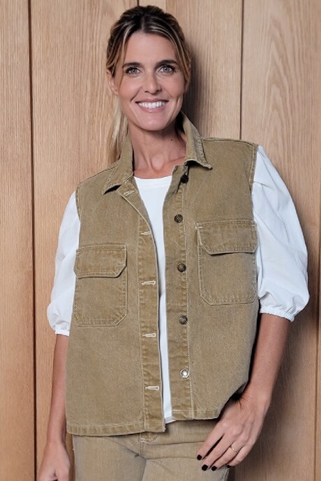 Chaleco Biker Denim Cepia