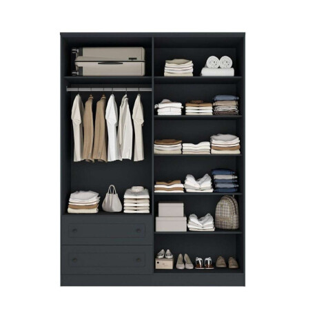 Ropero Americana PLUS 4 puertas 2 cajones 100%MDF Gris Grafito