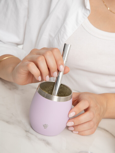 Mate Acero Inox. con Tapa Lila