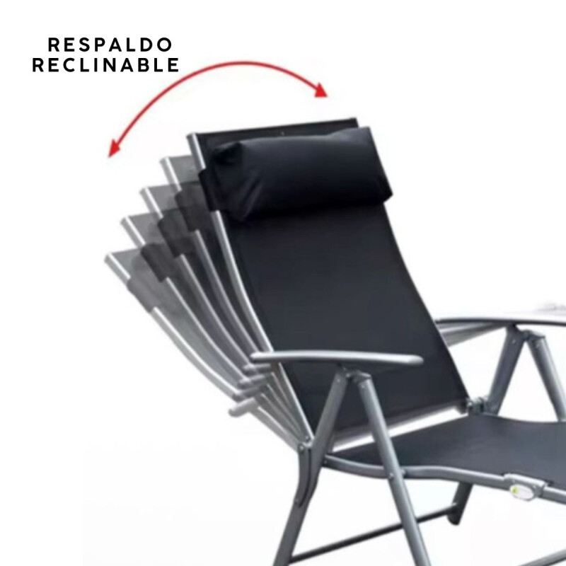 Reposera Plegable Reclinable para Exterior Negro