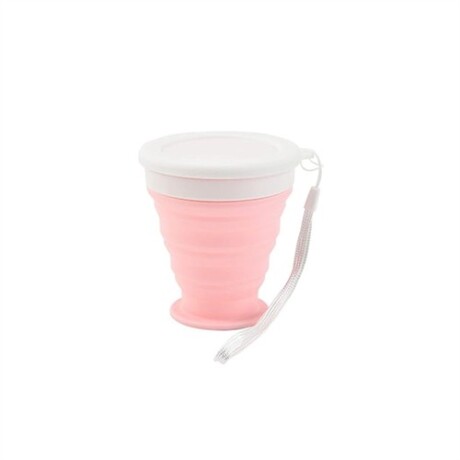 Vaso de silicona plegable con tapa Rosado