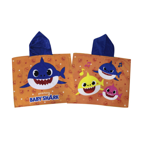 Bata Poncho Infantil Baby Shark 100% Algodón 60 x 60 cm NARANJA