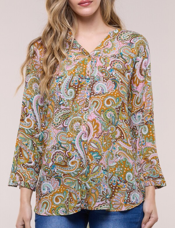 Blusa Holgada Arabescos MULTI/TOSTADO