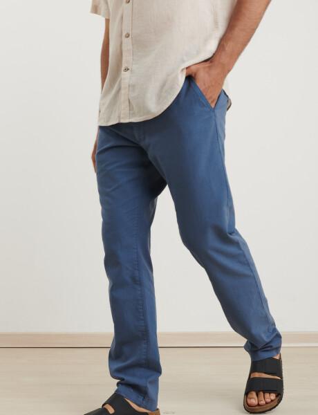 080677 PANTALON DE LINO HARRY Azul Piedra