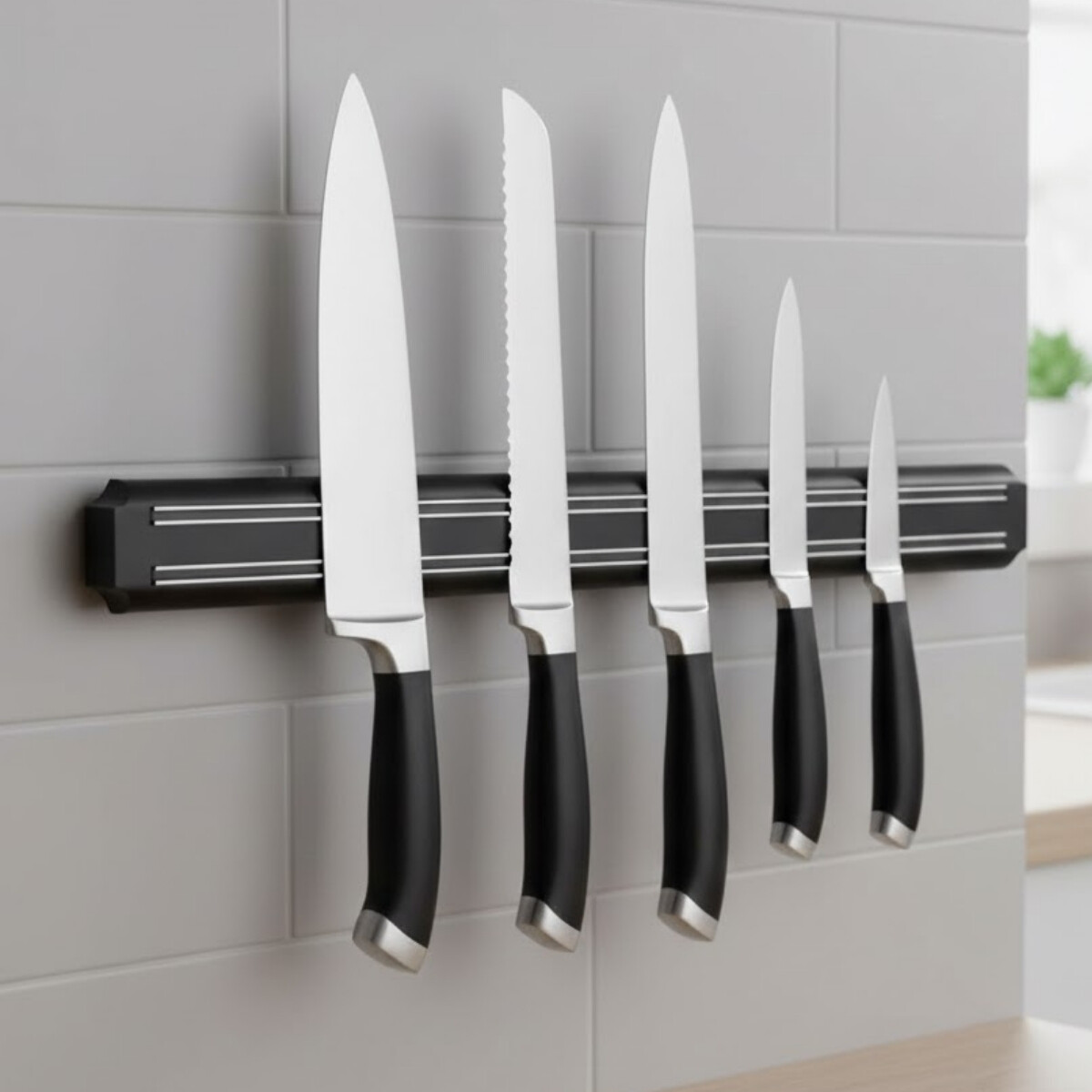 Barra imantada para cuchillos 38 cm - NEGRO 