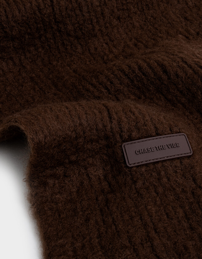 Bufandas Clasico Bufandas Con Flecos Trenzados - Marron Oscuro