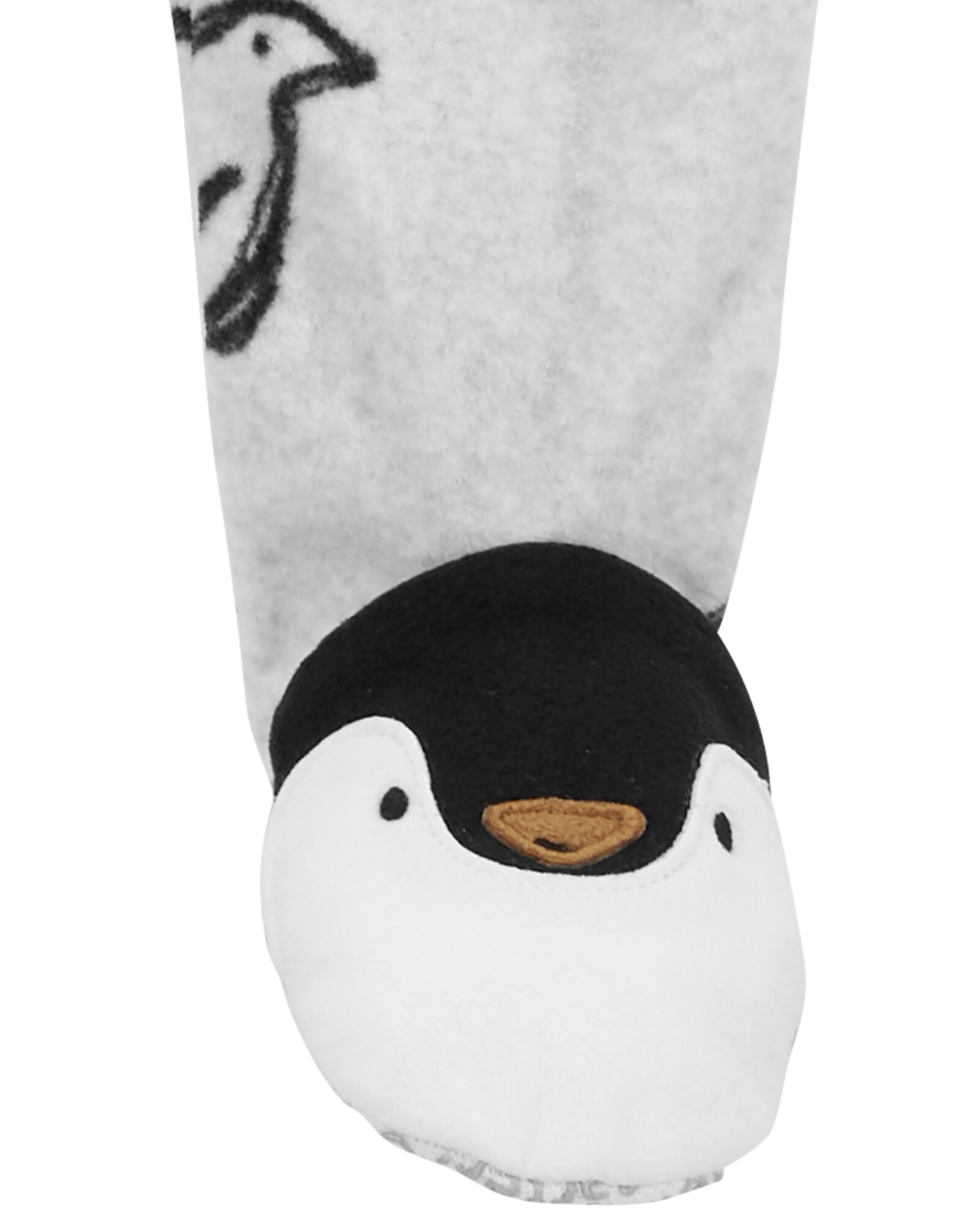 Pijama una pieza de micropolar con pie, diseño pingüinos Sin color