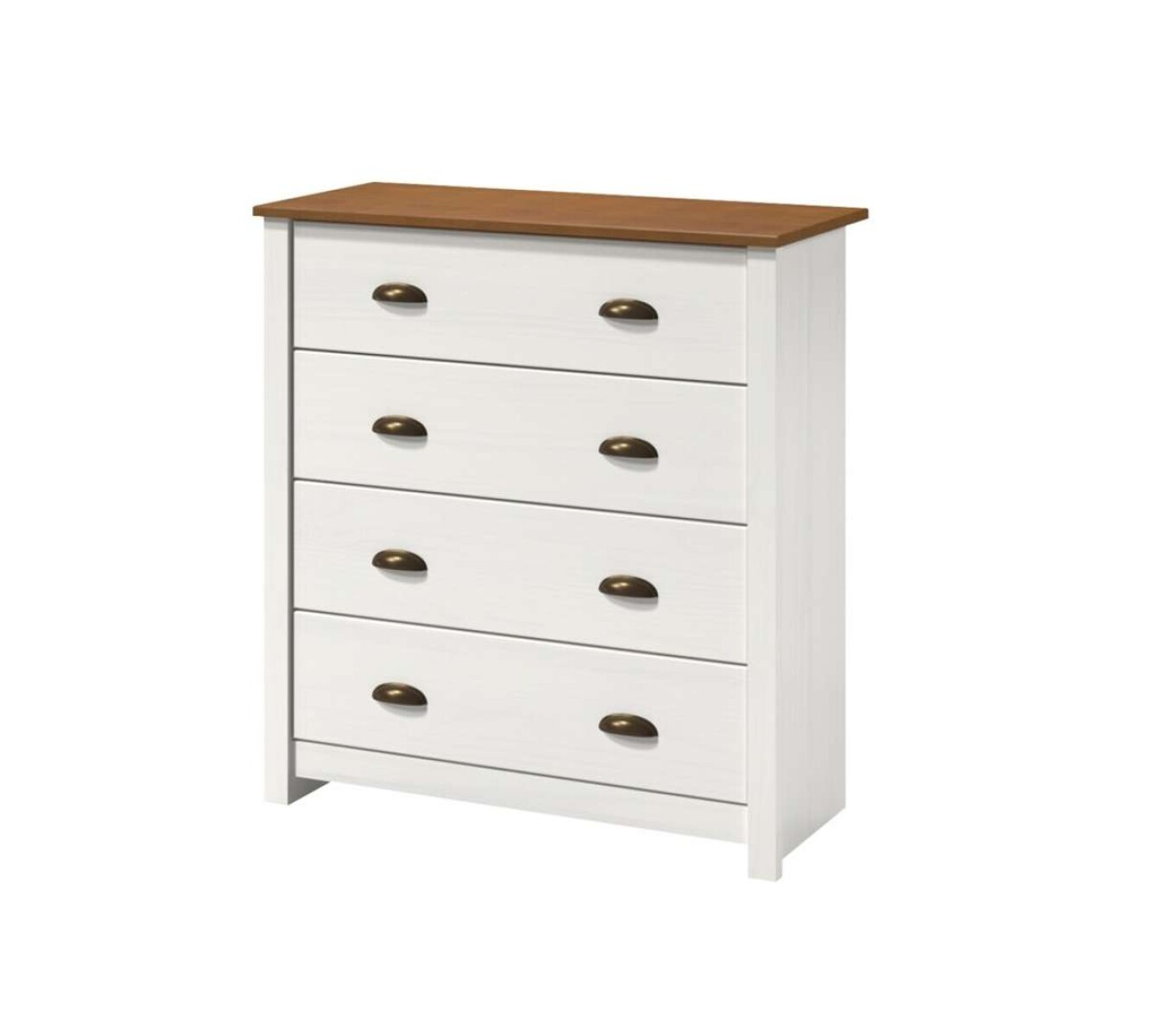 Comoda 4 cajones Madera maciza Linea Colonial - Blanco 