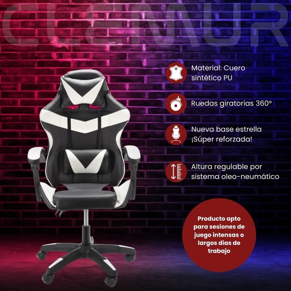 Silla Gamer Ergonómica Sillón Gaming Color Negro y Blanco Silla Gamer Ergonómica Sillón Gaming Color Negro y Blanco