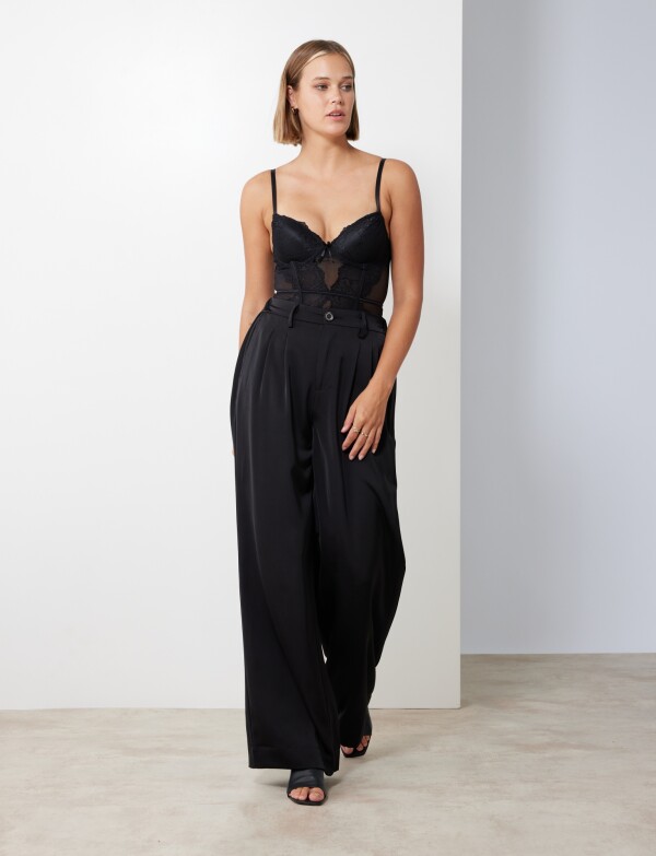 Pantalon Saten Wide NEGRO