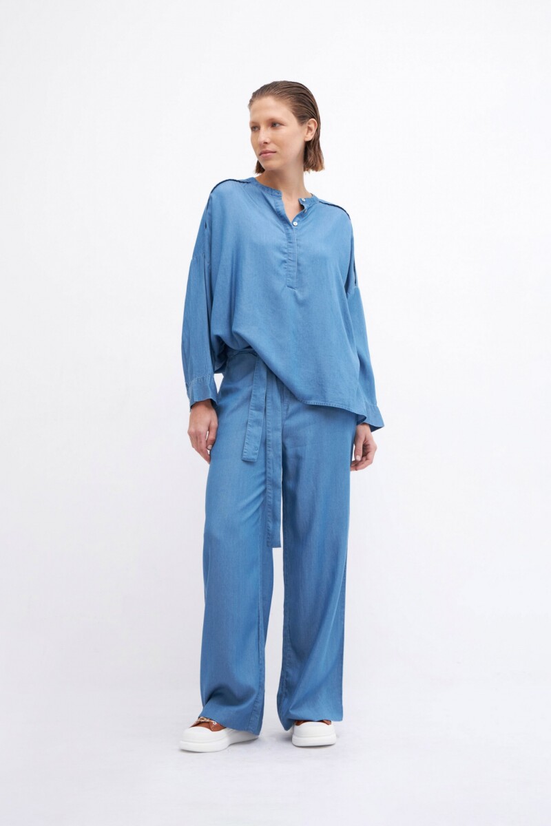Blusa oversized de Lyocell jean medio
