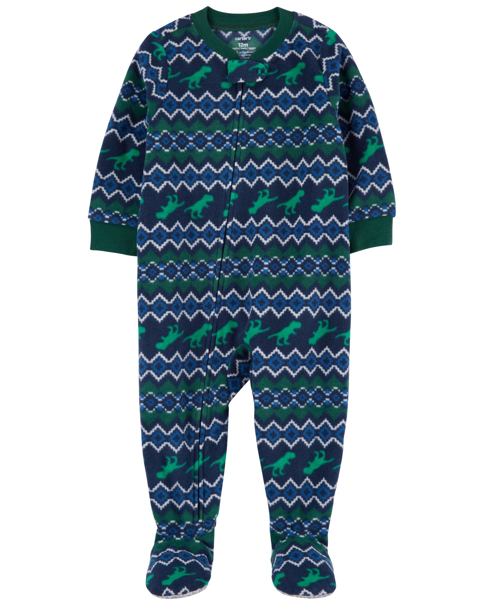 Pijama una pieza de micropolar, con pie, diseño dinosaurios Sin color