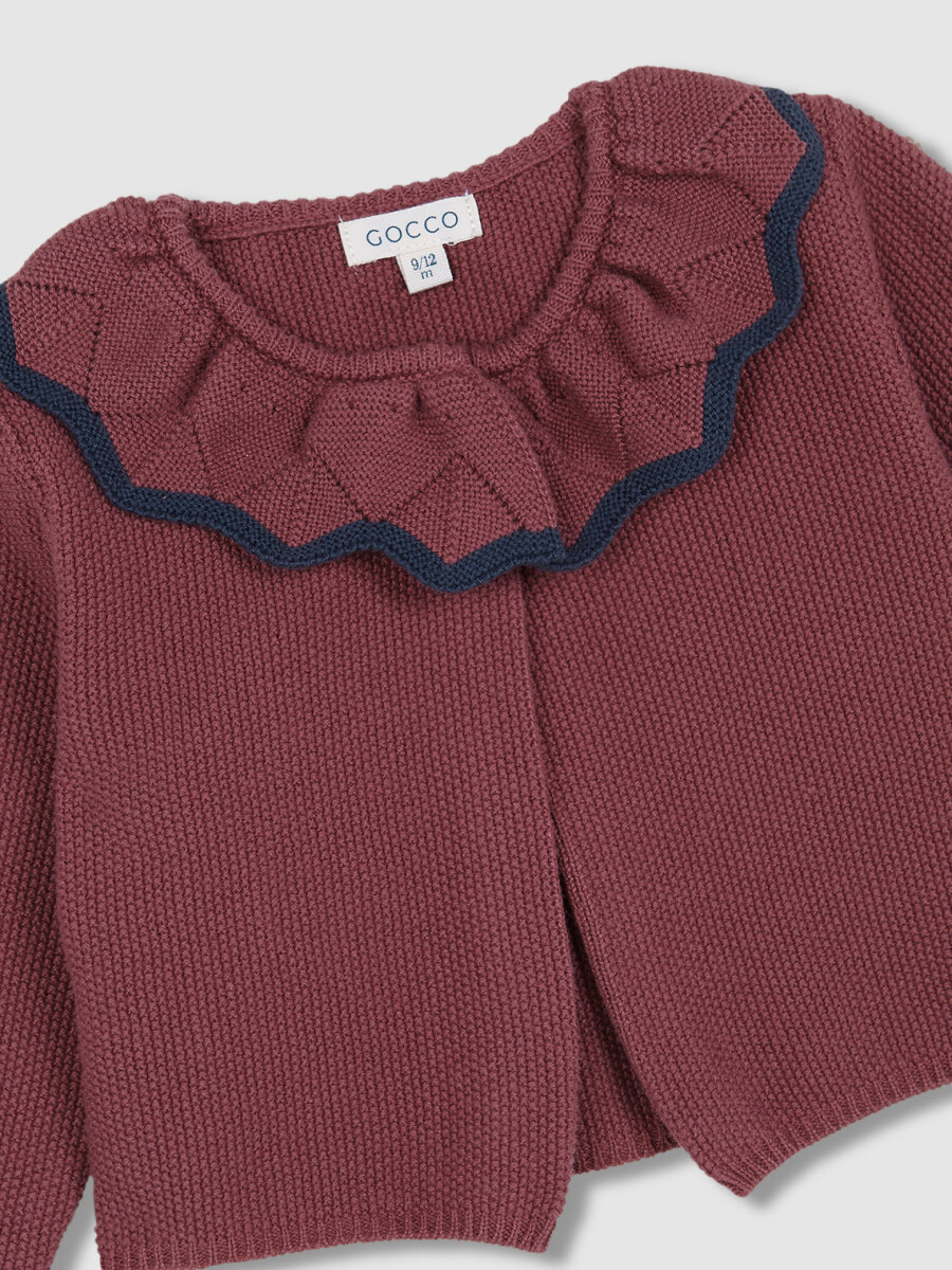 Chaqueta Manga Tres Cuartos Ancha Con Cuello Berenjena