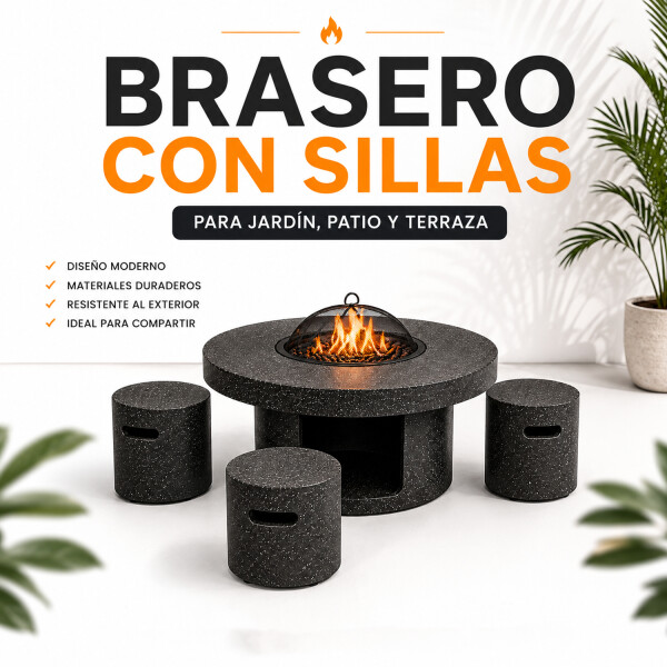 Brasero Fogón Quemador Con 4 Asientos Fire King Dw637 BRASERO FIRE KING C/SILLAS DW637