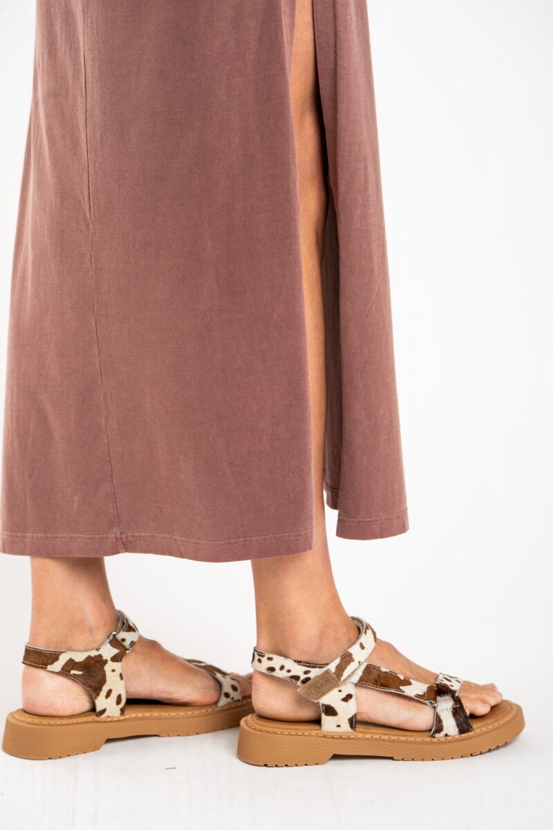 Vestido Algodon Lavado Marron