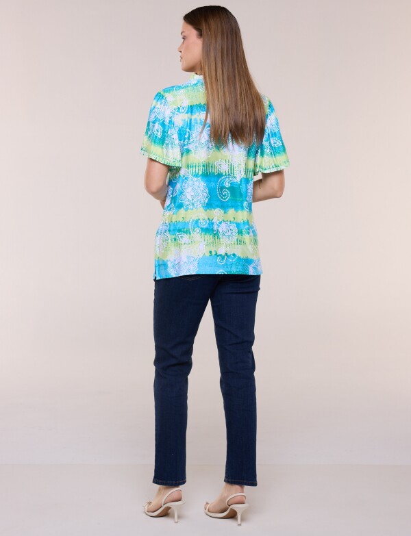Blusa Estampada Manga Amplia VERDE/MULTI