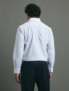 012626 CAMISA HARRINGTON LABEL Blanco/celeste