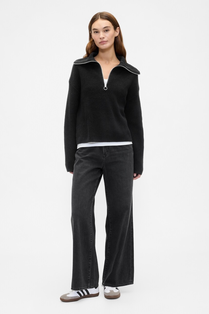 Buzo Medio Cierre Algodón Mujer Black 1
