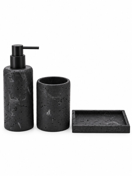 ACCESORIOS DE BAÑO SET 3 PCS NEGRO.