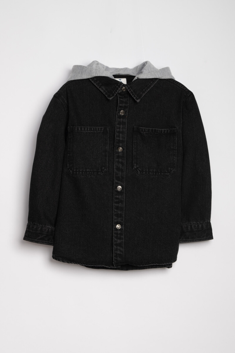 Sobrecamisa Jean Con Capucha Negra